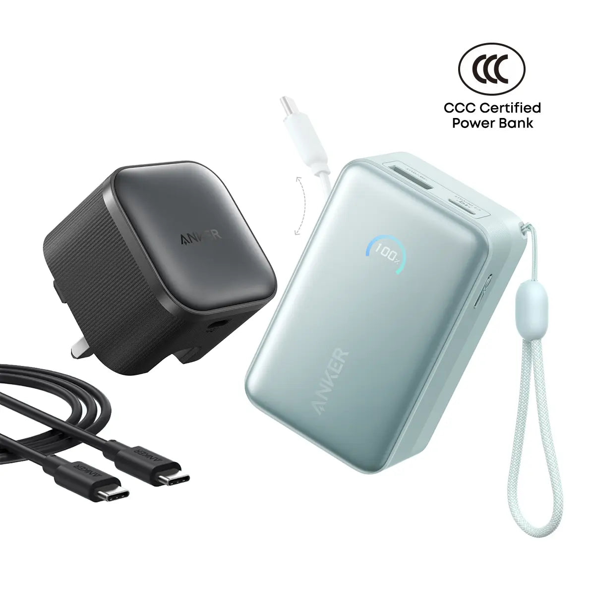 [Bundle Deal] Anker Nano 10000mAh 45W Built-In Retractable USB-C Cable CCC Power Bank + Anker Nano 45W USB-C Charger Tech House