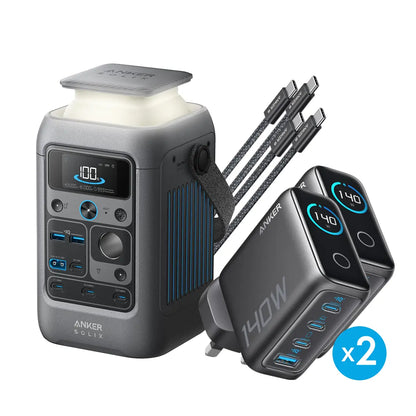 [Bundle Deal] Anker SOLIX C300 DC 288Wh | 300W Portable Power Station + Anker 140W 4-Port USB-C GaN Charger Tech House